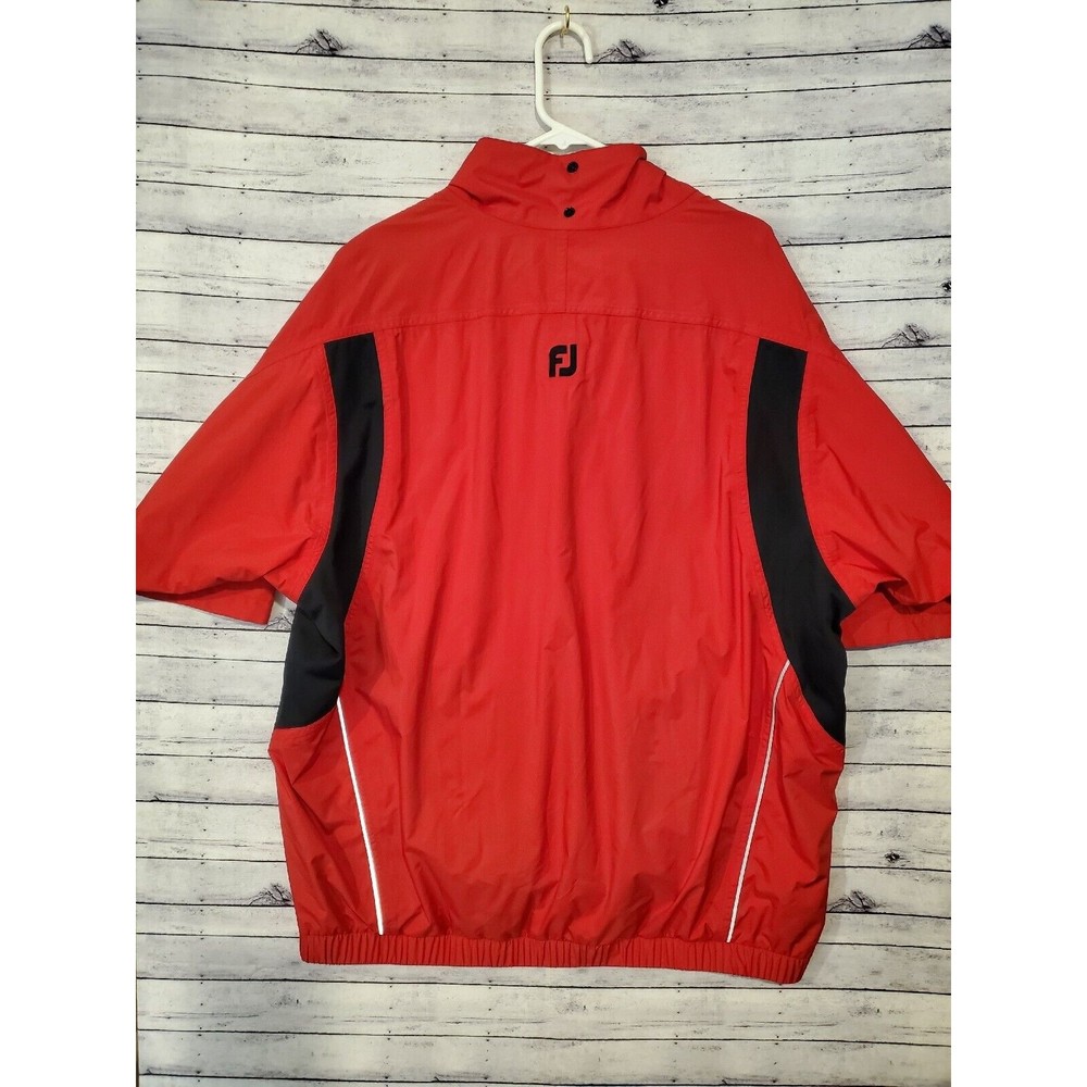 DRYJOYS by FootJoy Mens Golf Wind Rain Jacket S/S 1/4 Zip Sz XL Red Black - Picture 11 of 13